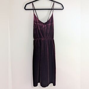 Monk & Lou Burgundy Velvet Lace Up Back Dress Wine Purple Cocktail Slip Dress S